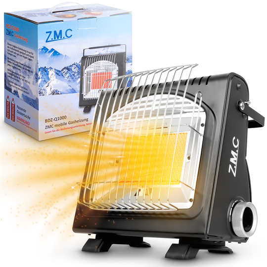 ZMC 2in1 Tragbare Gasheizung + Gaskocher 1,7KW Gasheizer mit Piezozündung, mit Gaskartuschen 227g für Outdoor und Indoor, perfekte Wärmequelle ohne Strom