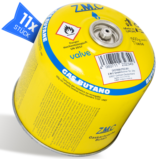 Gaskartusche 500g 990ml Propan/Butan 80/20 | Schraubkartusche 7/16" Eurogewinde & Sicherheitsventil – passend für Weber Gasgrill, Campingkocher & Gasbrenner