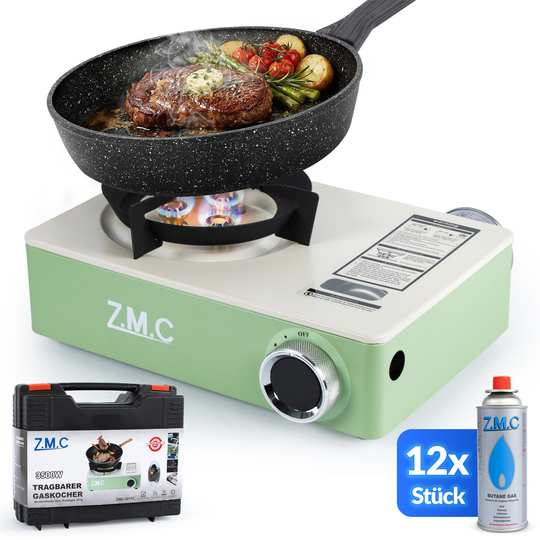 Campingkocher 1-flammig 3500W | 3-Brenner-System & Piezo-Zündung, tragbarer Premium Gaskocher mit Transportkoffer, kompakt 1,4 kg – Outdoor, Camping, Garten & Reisen