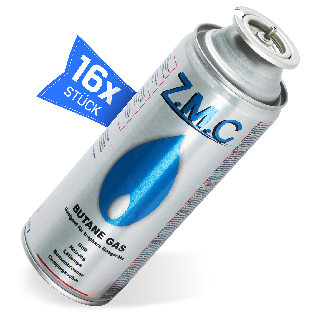 ZMC Butan Gaskartuschen 227g, Typ MSF-1a, Universal Gaskartusche mit Bajonett Anschluss für Campingkocher, Gasheizung, Gasbrenner, Unkrautbrenner