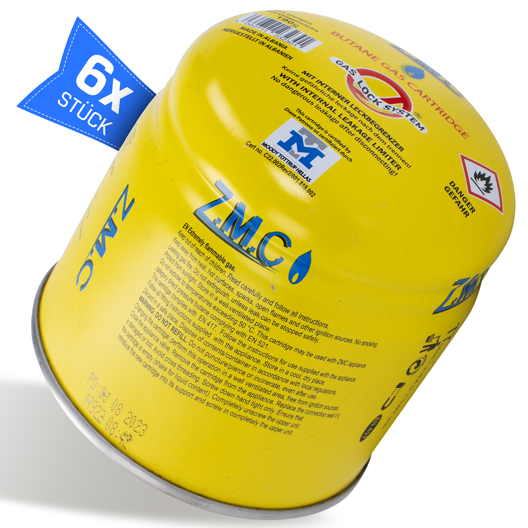 ZMC Butan Gas Kartusche Gaskartuschen Stechkartusche Für Campingkocher Gaskocher 190g C200 EN417 für alle Stechkartuschengeräte, Lötbrenner