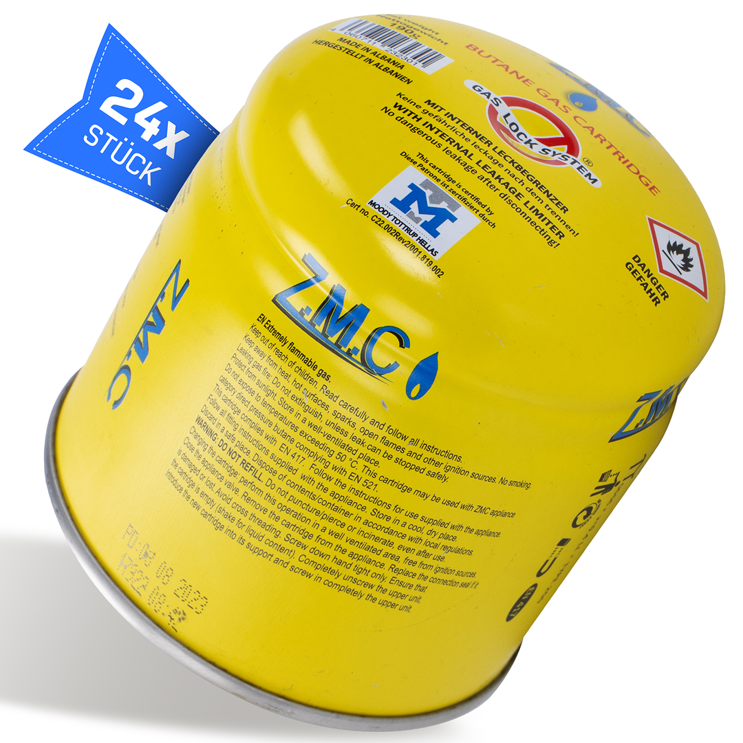 ZMC Butan Gas Kartusche Gaskartuschen Stechkartusche Für Campingkocher Gaskocher 190g C200 EN417 für alle Stechkartuschengeräte, Lötbrenner