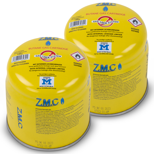 ZMC Butan Gas Kartusche Gaskartuschen Stechkartusche Für Campingkocher Gaskocher 190g C200 EN417 für alle Stechkartuschengeräte, Lötbrenner