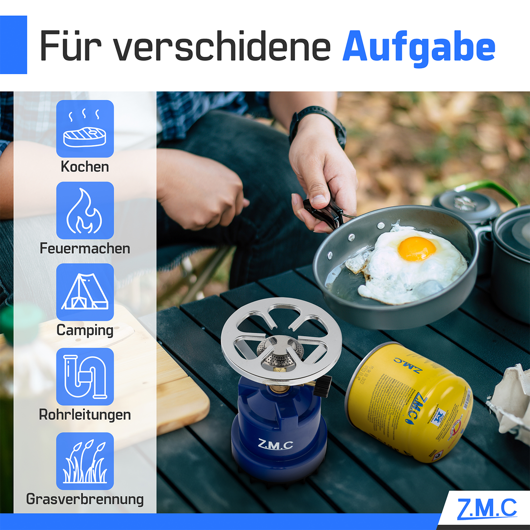 ZMC Butan Gas Kartusche Gaskartuschen Stechkartusche Für Campingkocher Gaskocher 190g C200 EN417 für alle Stechkartuschengeräte, Lötbrenner