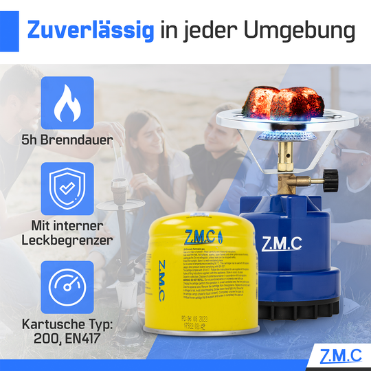 ZMC Butan Gas Kartusche Gaskartuschen Stechkartusche Für Campingkocher Gaskocher 190g C200 EN417 für alle Stechkartuschengeräte, Lötbrenner