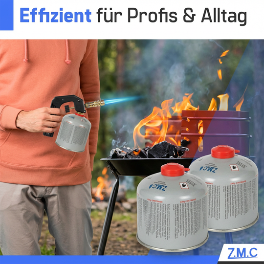 Schraubkartusche 230g Butan Propan Mix | 7/16" Eurogewinde UN2037, 485ml Camping Gas Kartusche für Gaskocher, Gasbrenner & Outdoor Geräte, passend für Weber Grill