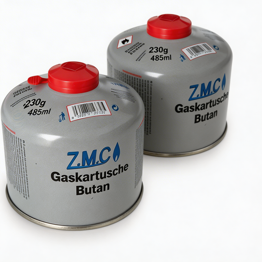Schraubkartusche 230g Butan Propan Mix | 7/16" Eurogewinde UN2037, 485ml Camping Gas Kartusche für Gaskocher, Gasbrenner & Outdoor Geräte, passend für Weber Grill