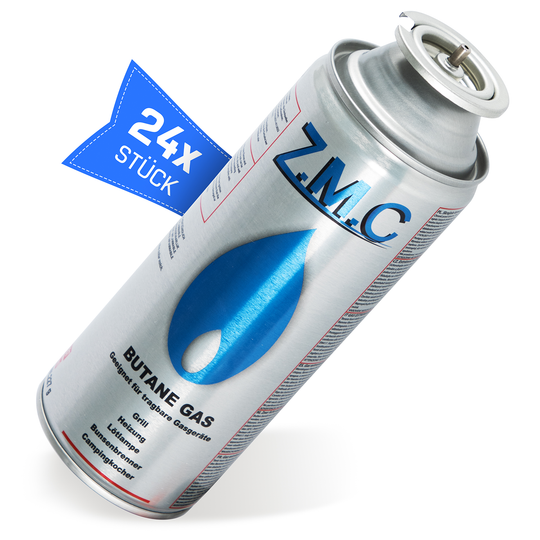 ZMC Butan Gaskartuschen 227g, Typ MSF-1a, Universal Gaskartusche mit Bajonett Anschluss für Campingkocher, Gasheizung, Gasbrenner, Unkrautbrenner