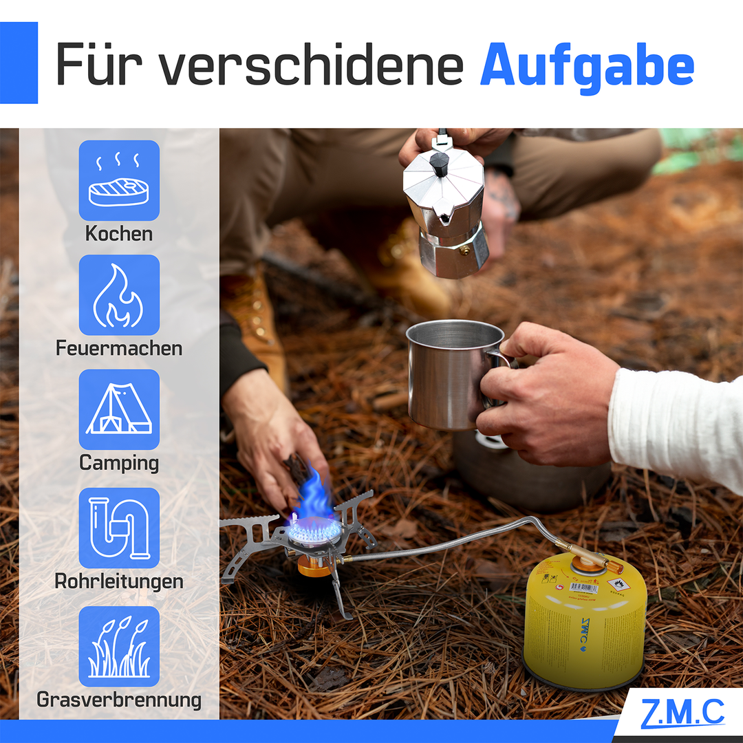 ZMC Propan Butan Gaskartuschen 300g, Schraubventil Eurogewinde 7/16", Ventilkartuschen 600ml, mit Sicherheits-Verschlussautomatik, Universal einsetzbar