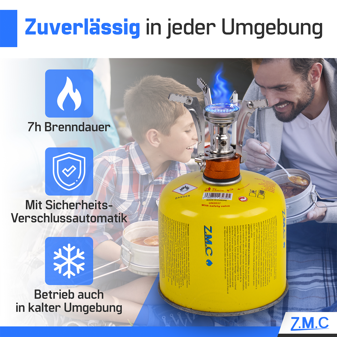ZMC Propan Butan Gaskartuschen 300g, Schraubventil Eurogewinde 7/16", Ventilkartuschen 600ml, mit Sicherheits-Verschlussautomatik, Universal einsetzbar