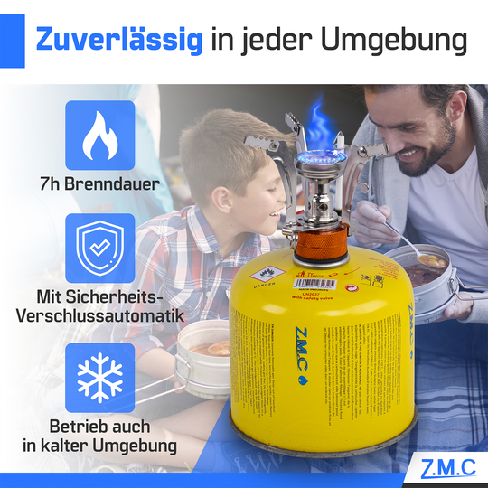 ZMC Propan Butan Gaskartuschen 300g, Schraubventil Eurogewinde 7/16", Ventilkartuschen 600ml, mit Sicherheits-Verschlussautomatik, Universal einsetzbar