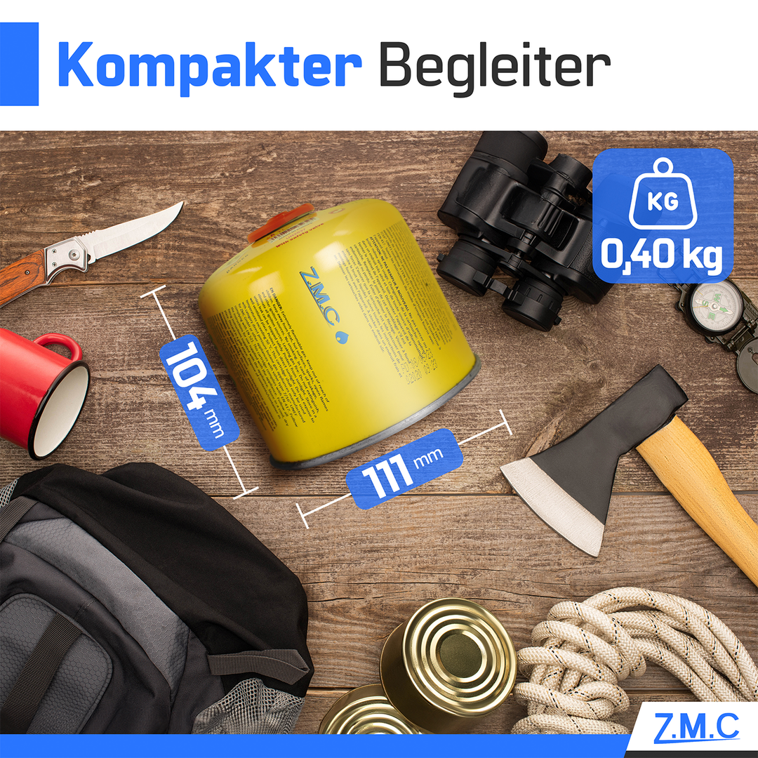 ZMC Propan Butan Gaskartuschen 300g, Schraubventil Eurogewinde 7/16", Ventilkartuschen 600ml, mit Sicherheits-Verschlussautomatik, Universal einsetzbar