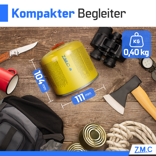 ZMC Camping Gas Kartusche 300g Propan-Butan 600ml, Schraubventil Gaskartusche mit 7/16" EN417 Eurogewinde, sicher & kompakt, ideal für Gaskocher, Abflammgeräte, Löten & Outdoor Aktivitäten