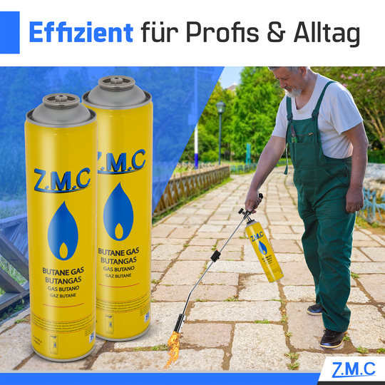 ZMC Butangas Kartuschen 330g, Schraubkartusche mit Butan/ Propan Gas 600 ml, Universal Gaskartusche EN417 Ventilkartusche mit Schraubverschluss