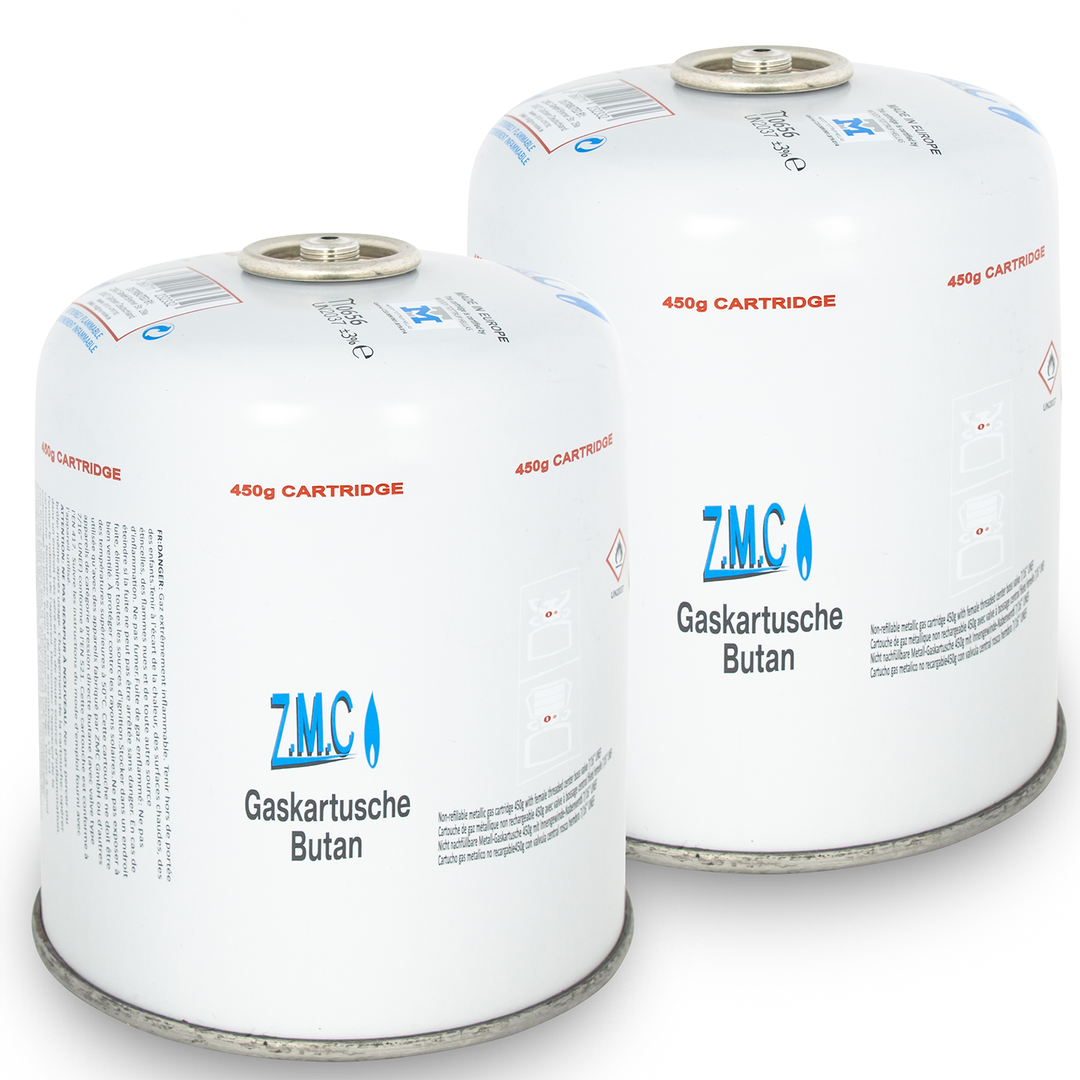 ZMC Butangas Kartuschen 450g, Schraubkartusche mit Butan/ Propan Gas 900 ml, Universal Gaskartusche EN417 Ventilkartusche mit Schraubverschluss