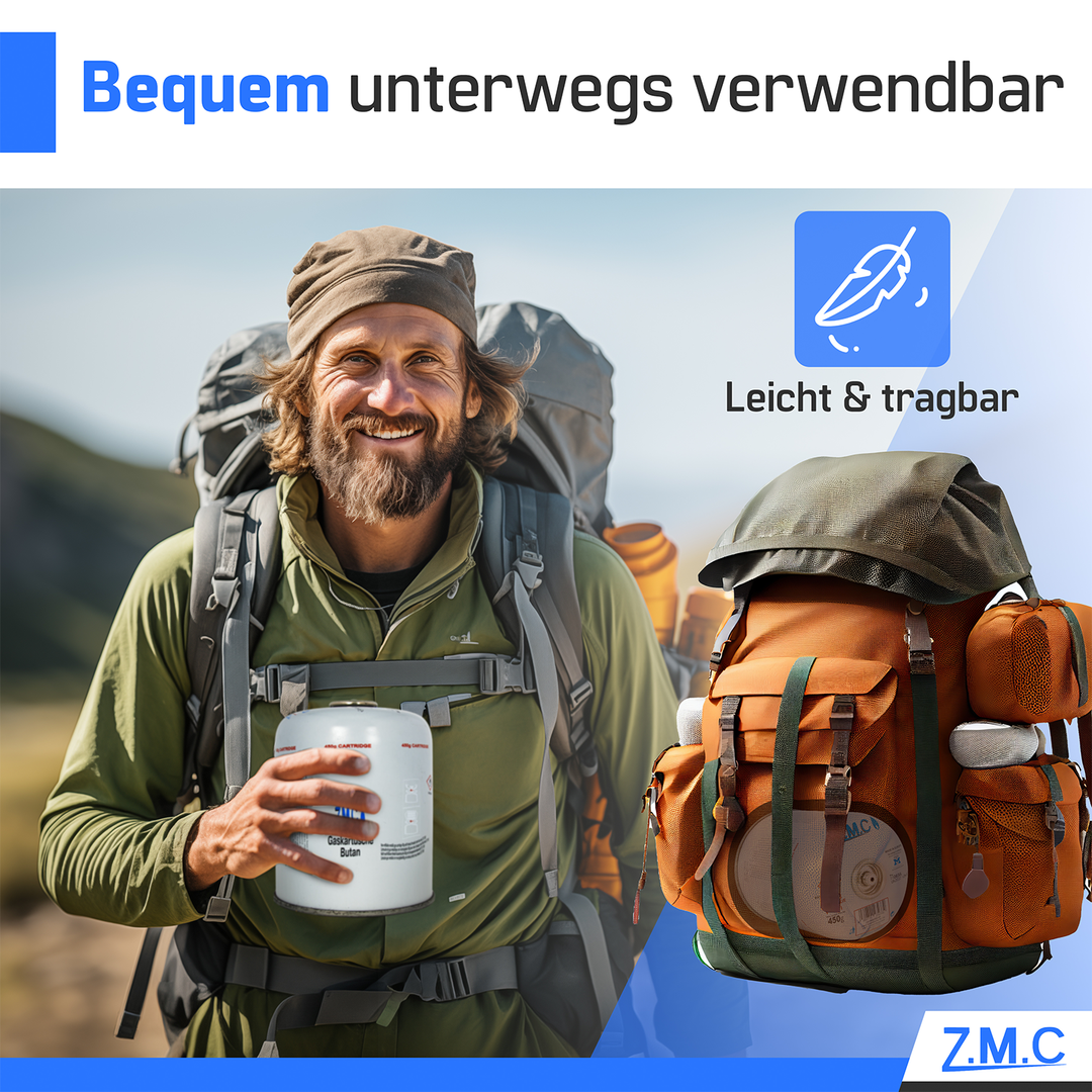 ZMC Butangas Kartuschen 450g, Schraubkartusche mit Butan/ Propan Gas 900 ml, Universal Gaskartusche EN417 Ventilkartusche mit Schraubverschluss
