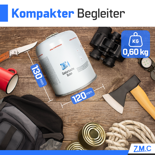ZMC Butangas Kartuschen 450g, Schraubkartusche mit Butan/ Propan Gas 900 ml, Universal Gaskartusche EN417 Ventilkartusche mit Schraubverschluss