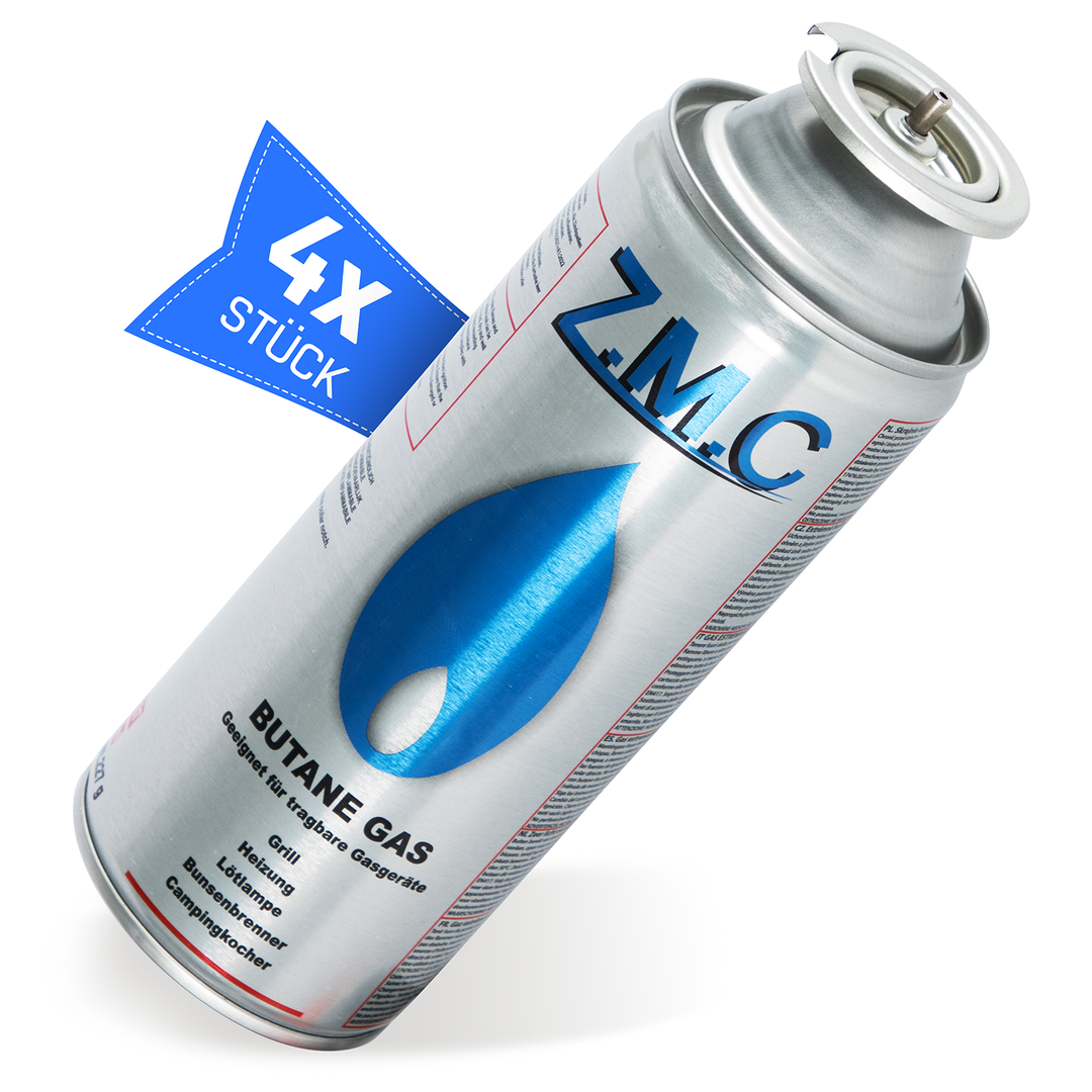 ZMC Butan Gaskartuschen 227g, Typ MSF-1a, Universal Gaskartusche mit Bajonett Anschluss für Campingkocher, Gasheizung, Gasbrenner, Unkrautbrenner