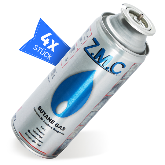ZMC Butan Gaskartuschen 227g, Typ MSF-1a, Universal Gaskartusche mit Bajonett Anschluss für Campingkocher, Gasheizung, Gasbrenner, Unkrautbrenner