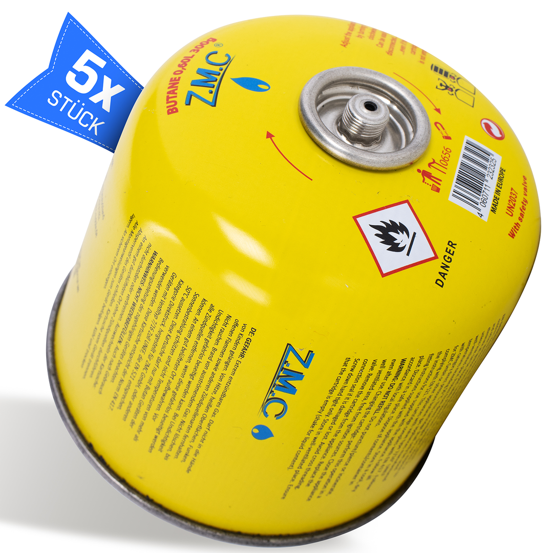ZMC Camping Gas Kartusche 300g Propan-Butan 600ml, Schraubventil Gaskartusche mit 7/16" EN417 Eurogewinde, sicher & kompakt, ideal für Gaskocher, Abflammgeräte, Löten & Outdoor Aktivitäten