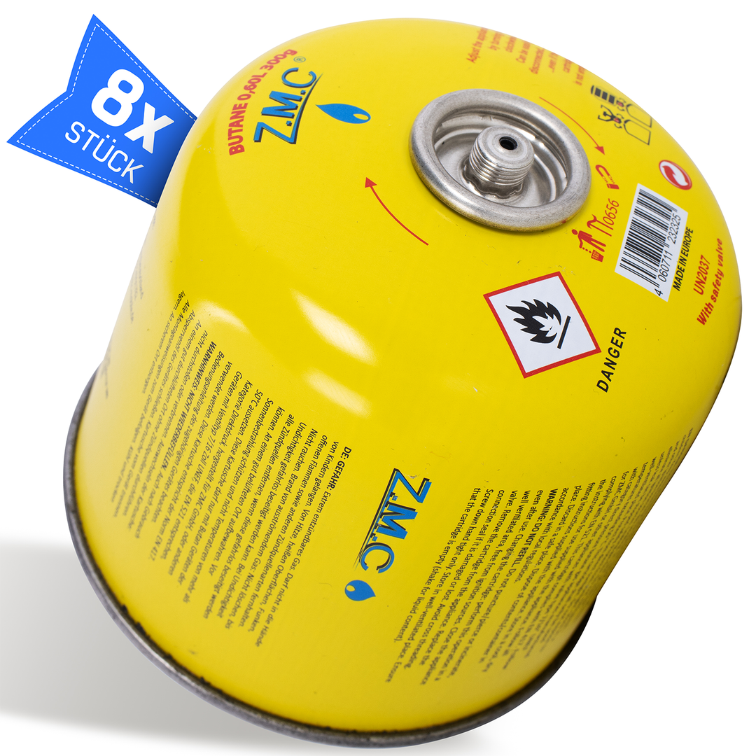 ZMC Camping Gas Kartusche 300g Propan-Butan 600ml, Schraubventil Gaskartusche mit 7/16" EN417 Eurogewinde, sicher & kompakt, ideal für Gaskocher, Abflammgeräte, Löten & Outdoor Aktivitäten
