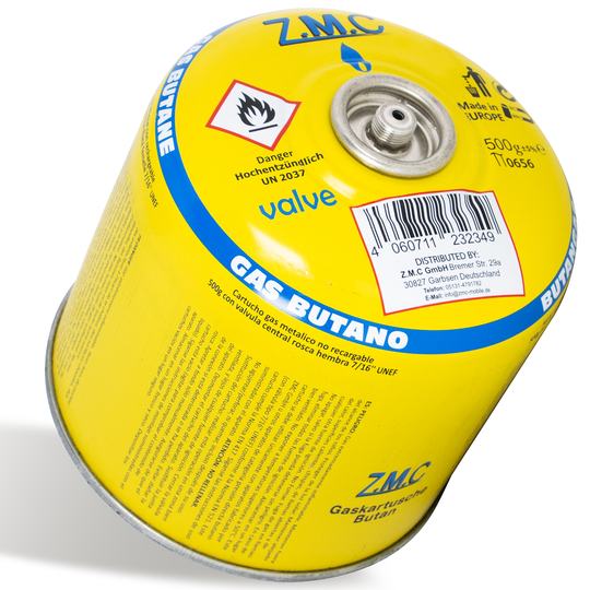 Gaskartusche 500g 990ml Propan/Butan 80/20 | Schraubkartusche 7/16" Eurogewinde & Sicherheitsventil – passend für Weber Gasgrill, Campingkocher & Gasbrenner