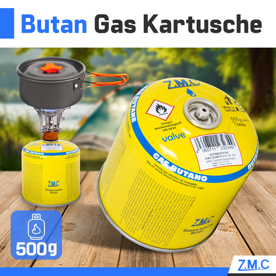 Gaskartusche 500g 990ml Propan/Butan 80/20 | Schraubkartusche 7/16" Eurogewinde & Sicherheitsventil – passend für Weber Gasgrill, Campingkocher & Gasbrenner