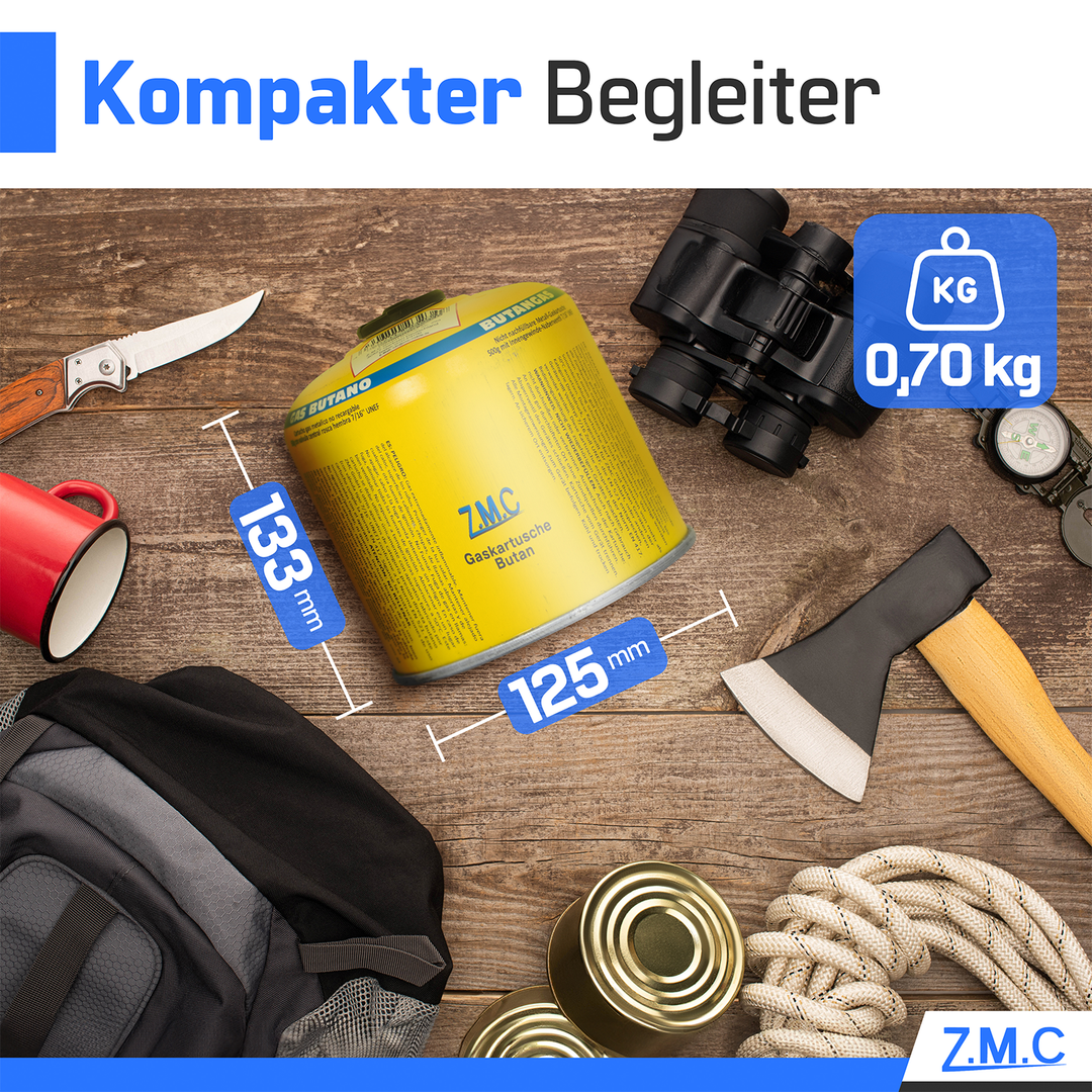 Gaskartusche 500g 990ml Propan/Butan 80/20 | Schraubkartusche 7/16" Eurogewinde & Sicherheitsventil – passend für Weber Gasgrill, Campingkocher & Gasbrenner