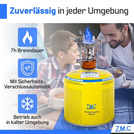 Gaskartusche 500g 990ml Propan/Butan 80/20 | Schraubkartusche 7/16" Eurogewinde & Sicherheitsventil – passend für Weber Gasgrill, Campingkocher & Gasbrenner