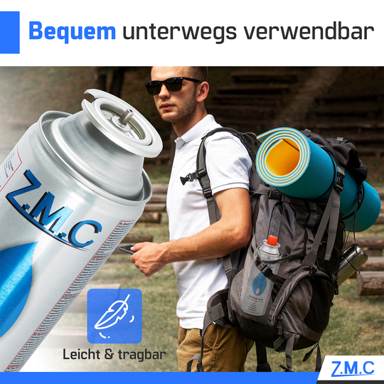 ZMC Butan Gaskartuschen 227g, Typ MSF-1a, Universal Gaskartusche mit Bajonett Anschluss für Campingkocher, Gasheizung, Gasbrenner, Unkrautbrenner