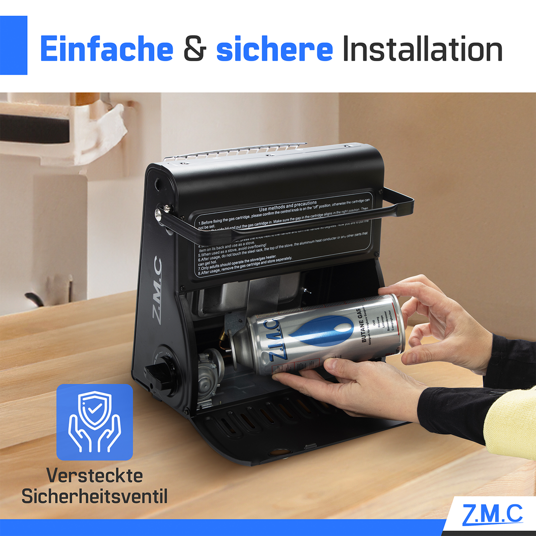 ZMC Butan Gaskartuschen 227g, Typ MSF-1a, Universal Gaskartusche mit Bajonett Anschluss für Campingkocher, Gasheizung, Gasbrenner, Unkrautbrenner