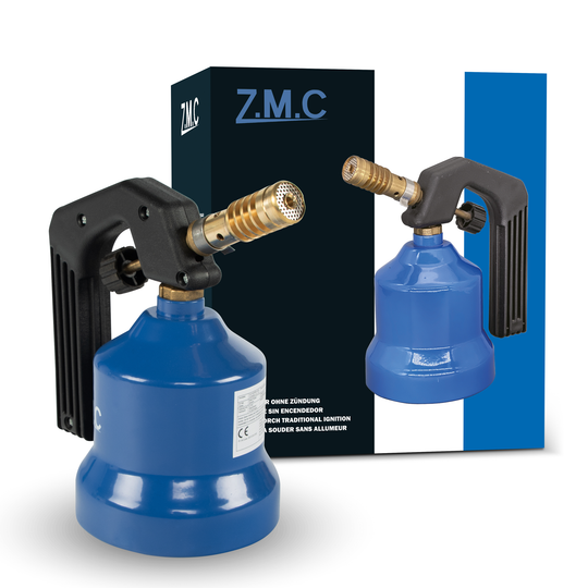 ZMC Gasbrenner 2,2 kW, Flambierbrenner, inkl. Gaskartuschen, Küchenbrenner mit einstellbarer Flamme, Brenneraufsatz für Camping, Lötbrenner für Stechkartuschen 190g