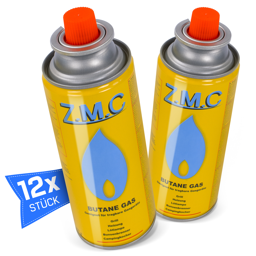 ZMC Butan Gaskartuschen 227g, Typ MSF-1a, Universal Gaskartusche mit Bajonett Anschluss für Campingkocher, Lötbrenner, Gasbrenner, Unkrautbrenner