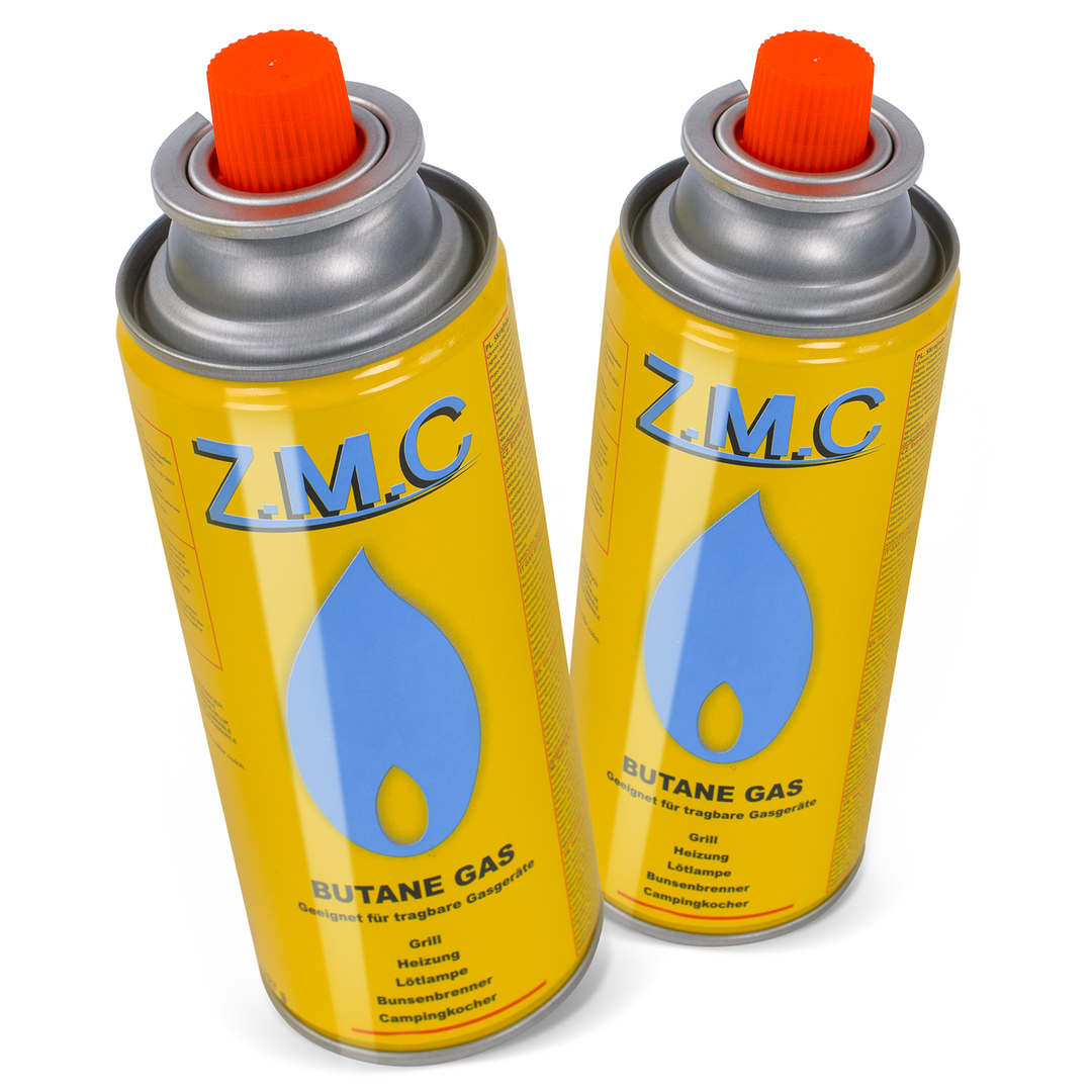 ZMC Butan Gaskartuschen 227g, Typ MSF-1a, Universal Gaskartusche mit Bajonett Anschluss für Campingkocher, Lötbrenner, Gasbrenner, Unkrautbrenner