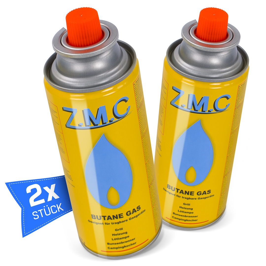 ZMC Butan Gaskartuschen 227g, Typ MSF-1a, Universal Gaskartusche mit Bajonett Anschluss für Campingkocher, Lötbrenner, Gasbrenner, Unkrautbrenner