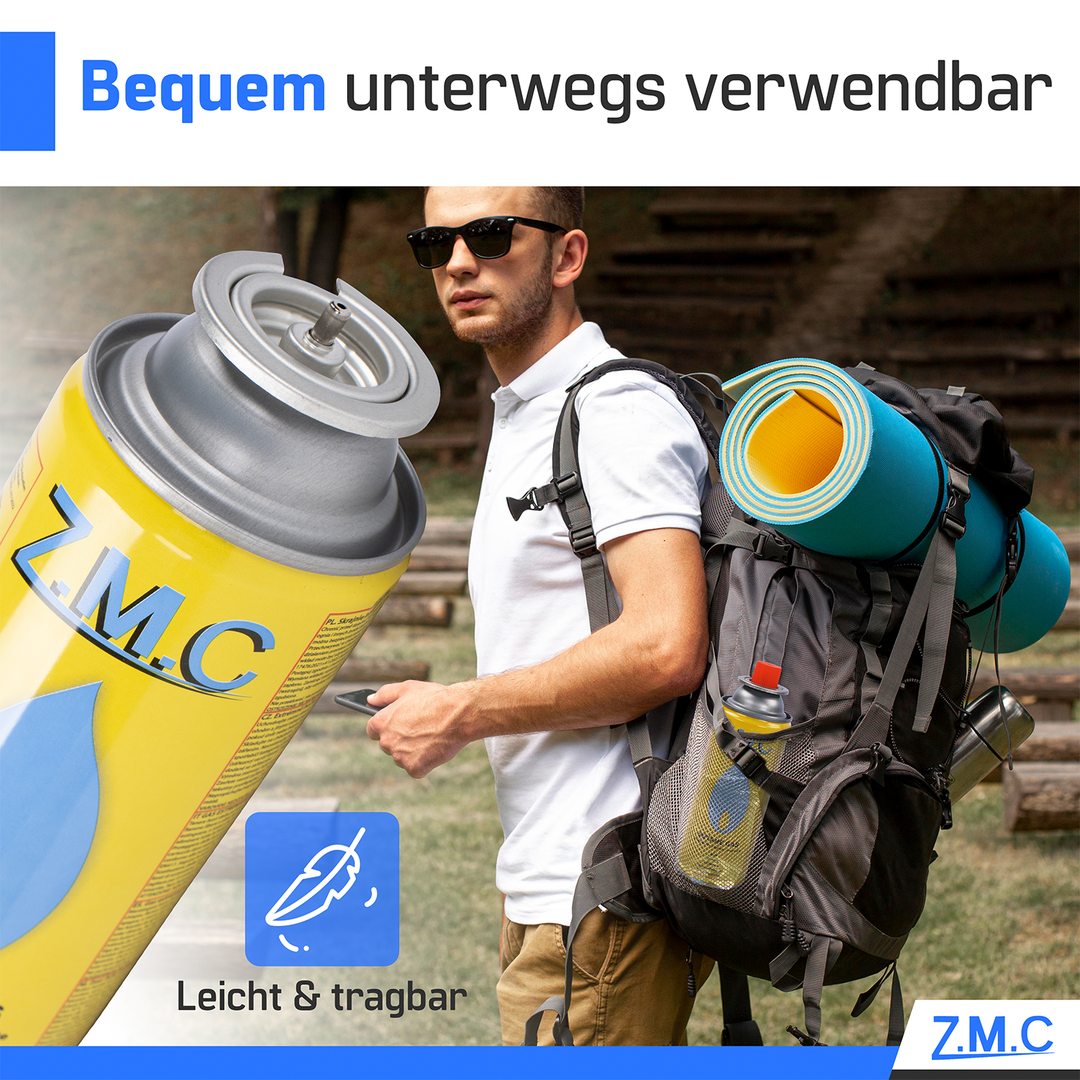 ZMC Butan Gaskartuschen 227g, Typ MSF-1a, Universal Gaskartusche mit Bajonett Anschluss für Campingkocher, Lötbrenner, Gasbrenner, Unkrautbrenner