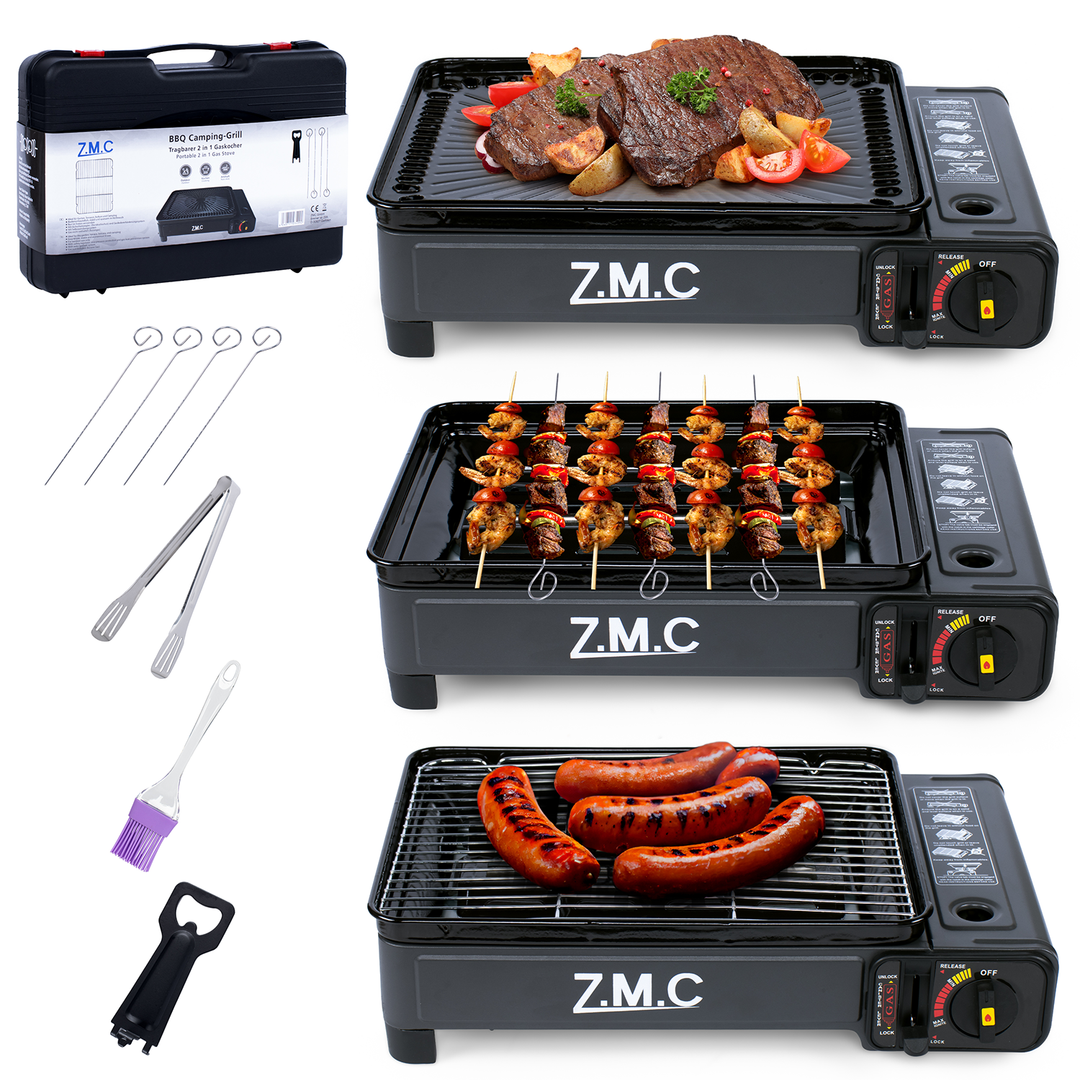 gasgrill für camping 2-in-1 Campingkocher & Gasgrill