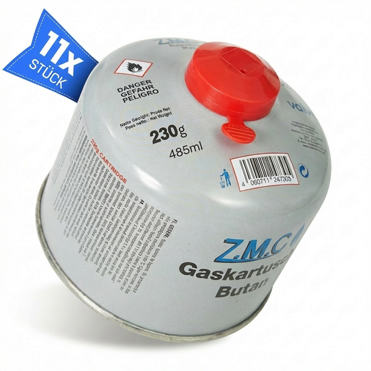 Schraubkartusche 230g Butan Propan Mix | 7/16" Eurogewinde UN2037, 485ml Camping Gas Kartusche für Gaskocher, Gasbrenner & Outdoor Geräte, passend für Weber Grill