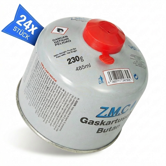 Schraubkartusche 230g Butan Propan Mix | 7/16" Eurogewinde UN2037, 485ml Camping Gas Kartusche für Gaskocher, Gasbrenner & Outdoor Geräte, passend für Weber Grill