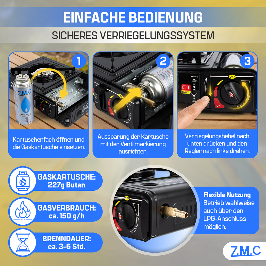 Gaskocher 1-flammig 2,2 kW