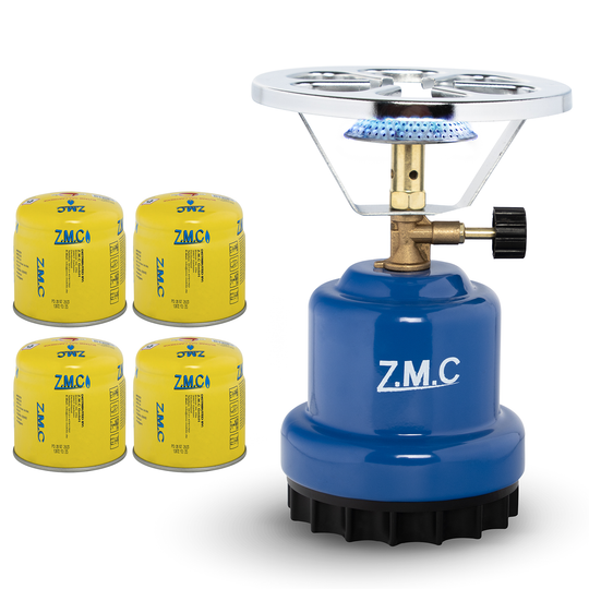 ZMC Campingkocher 1110W mit Gaskartuschen 190g, tragbarer Gaskocher & Kohleanzünder, Kartuschenkocher für Stechkartuschen, ideal für Camping, Reisen & Outdoor
