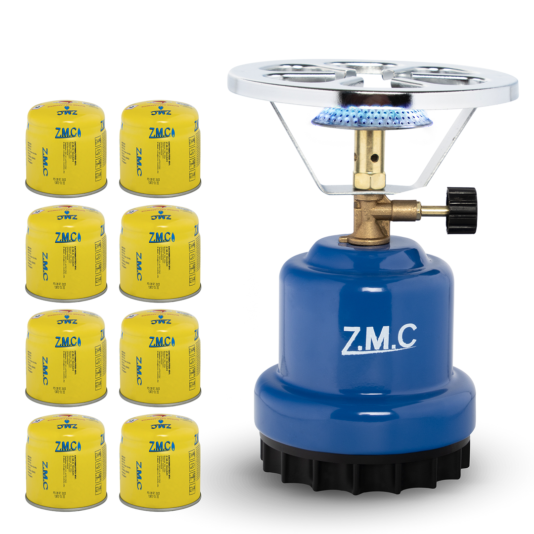 ZMC Campingkocher 1110W mit Gaskartuschen 190g, tragbarer Gaskocher & Kohleanzünder, Kartuschenkocher für Stechkartuschen, ideal für Camping, Reisen & Outdoor