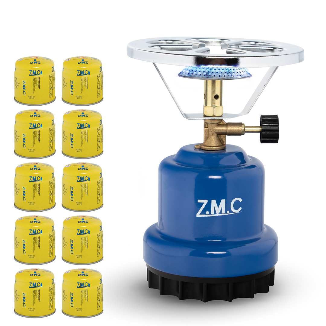 ZMC Campingkocher 1110W mit Gaskartuschen 190g, tragbarer Gaskocher & Kohleanzünder, Kartuschenkocher für Stechkartuschen, ideal für Camping, Reisen & Outdoor