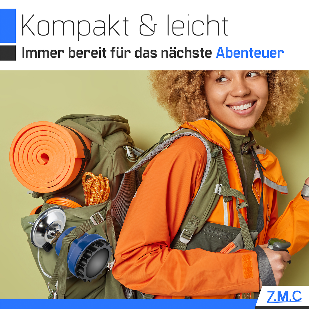 ZMC Campingkocher 1110W mit Gaskartuschen 190g, tragbarer Gaskocher & Kohleanzünder, Kartuschenkocher für Stechkartuschen, ideal für Camping, Reisen & Outdoor