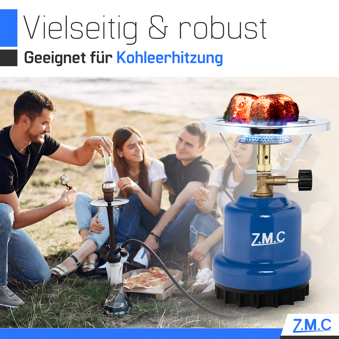 ZMC Campingkocher 1110W mit Gaskartuschen 190g, tragbarer Gaskocher & Kohleanzünder, Kartuschenkocher für Stechkartuschen, ideal für Camping, Reisen & Outdoor