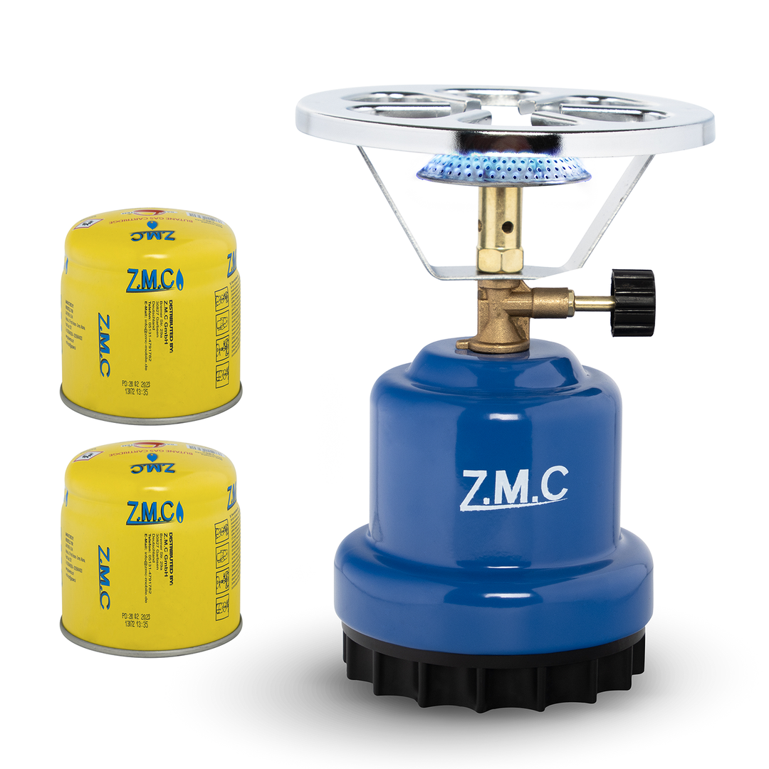 ZMC Campingkocher 1110W mit Gaskartuschen 190g, tragbarer Gaskocher & Kohleanzünder, Kartuschenkocher für Stechkartuschen, ideal für Camping, Reisen & Outdoor
