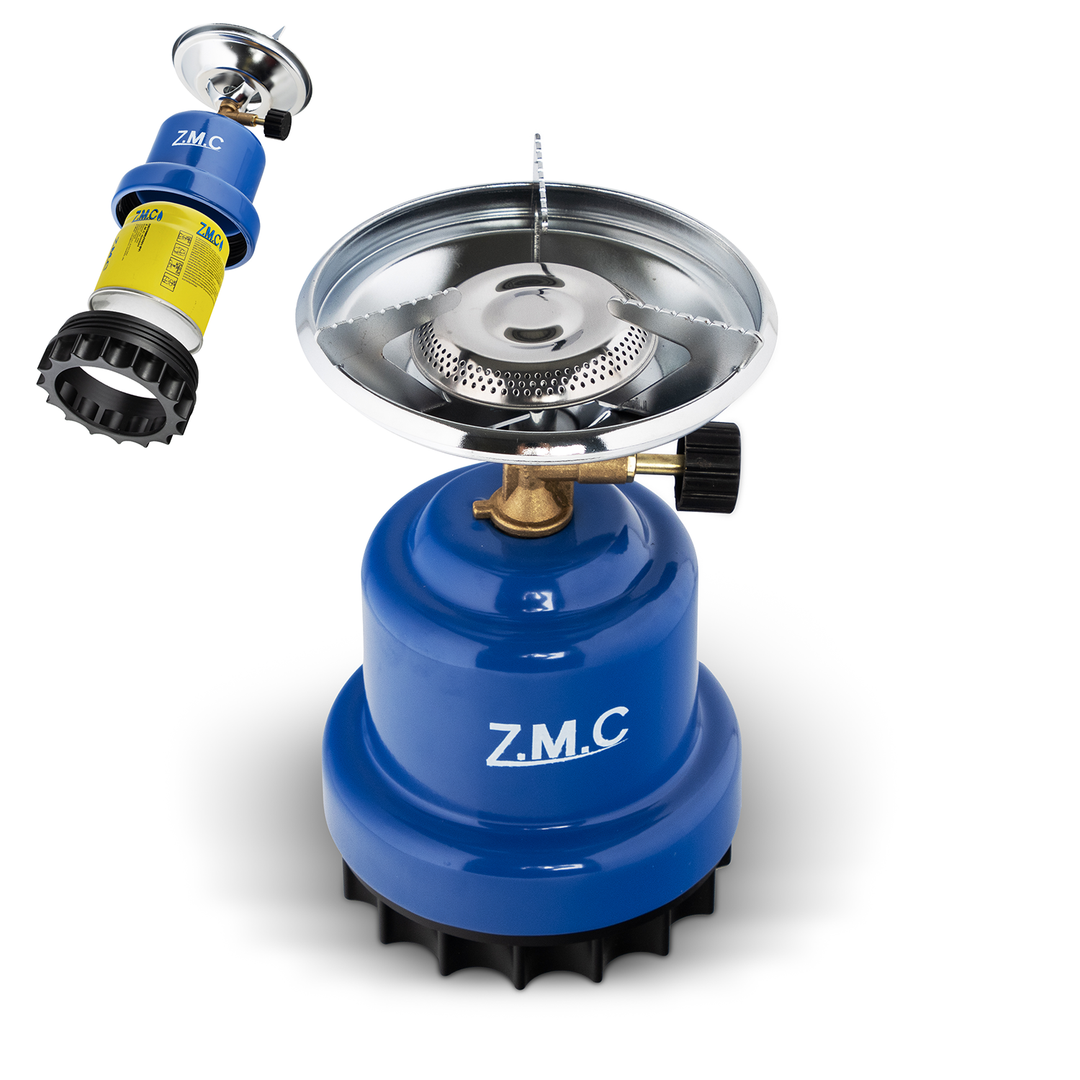 Z.M.C Campingkocher 1 flammig + Gaskartuschen 190g, Gaskocher für Camping, Mini Camping Gas Kocher, Anzünder für Camping, Festivals oder Wanderungen