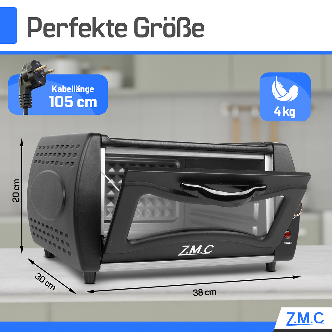 ZMC Mini Tandoor 2100W 22L - Minibackofen für Lahmacun, Pizza, Naan und Brot. Inklusive Backblech und Grillrost. Kompakt, leistungsstark, schnelles Aufheizen