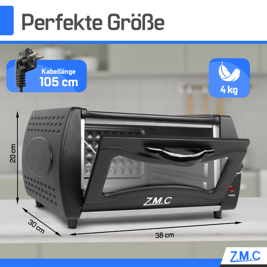 ZMC Mini Tandoor 2100W 22L - Minibackofen für Lahmacun, Pizza, Naan und Brot. Inklusive Backblech und Grillrost. Kompakt, leistungsstark, schnelles Aufheizen