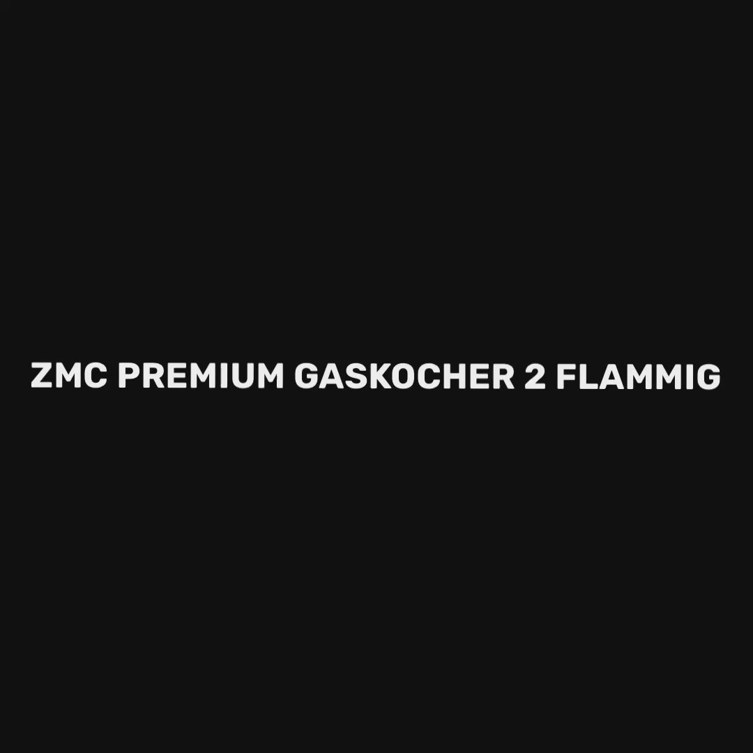 ZMC PREMIUM Camping Gaskocher 2-flammig Wählbar mit Gaskartuschen 227g oder Grillplatte, Campingkocher mit Piezozündung für Outdoor und Innenraum